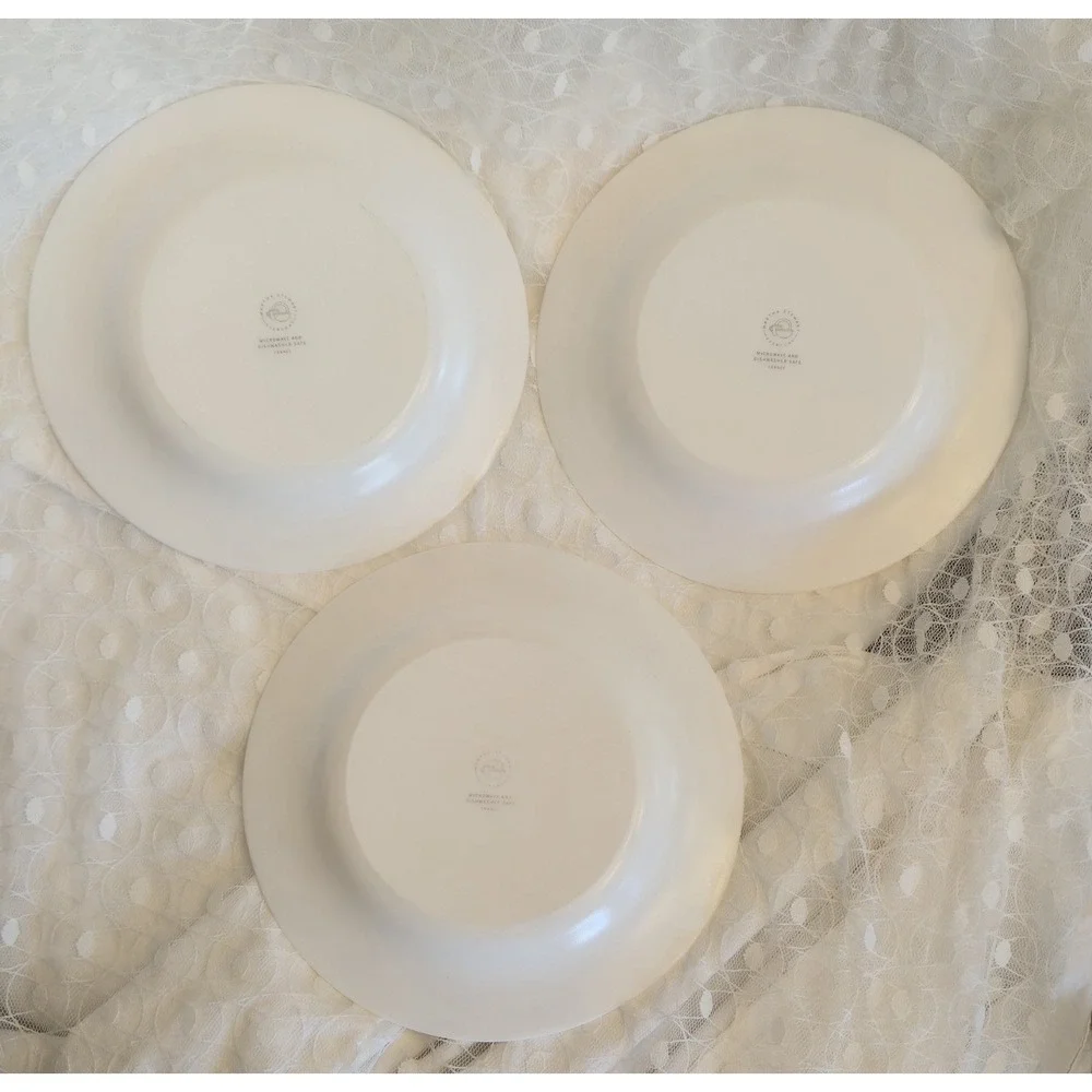 Martha Stewart Everyday France Yellow Purple Pansy Glass Salad Plates Set of 3